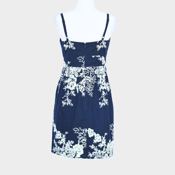 J.CREW Women's Navy Blue Ivory Mirabel Lawn Embroidered Floral Mini Dress Size 6 - Picture 3 of 8